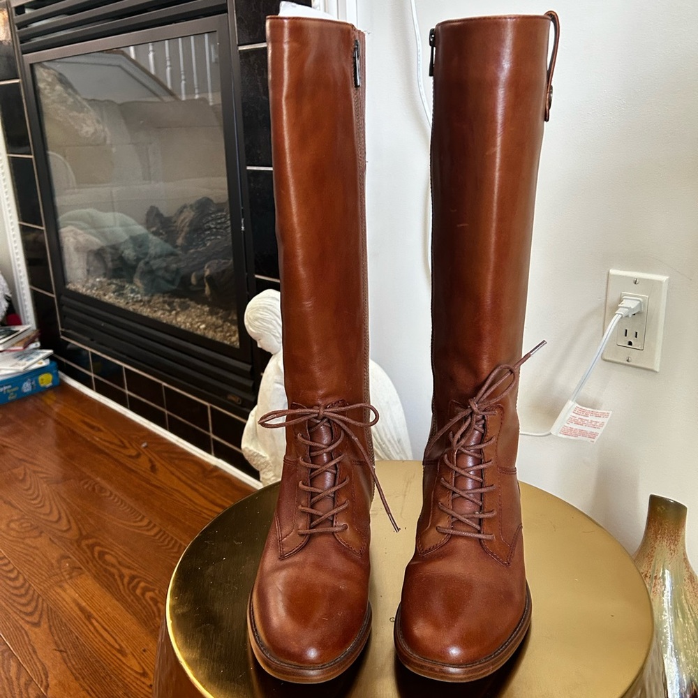 Patricia Nash Tan Lace-Up Knee-High Boots